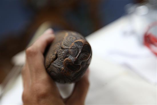 A Maori feather box, 14.5ins long